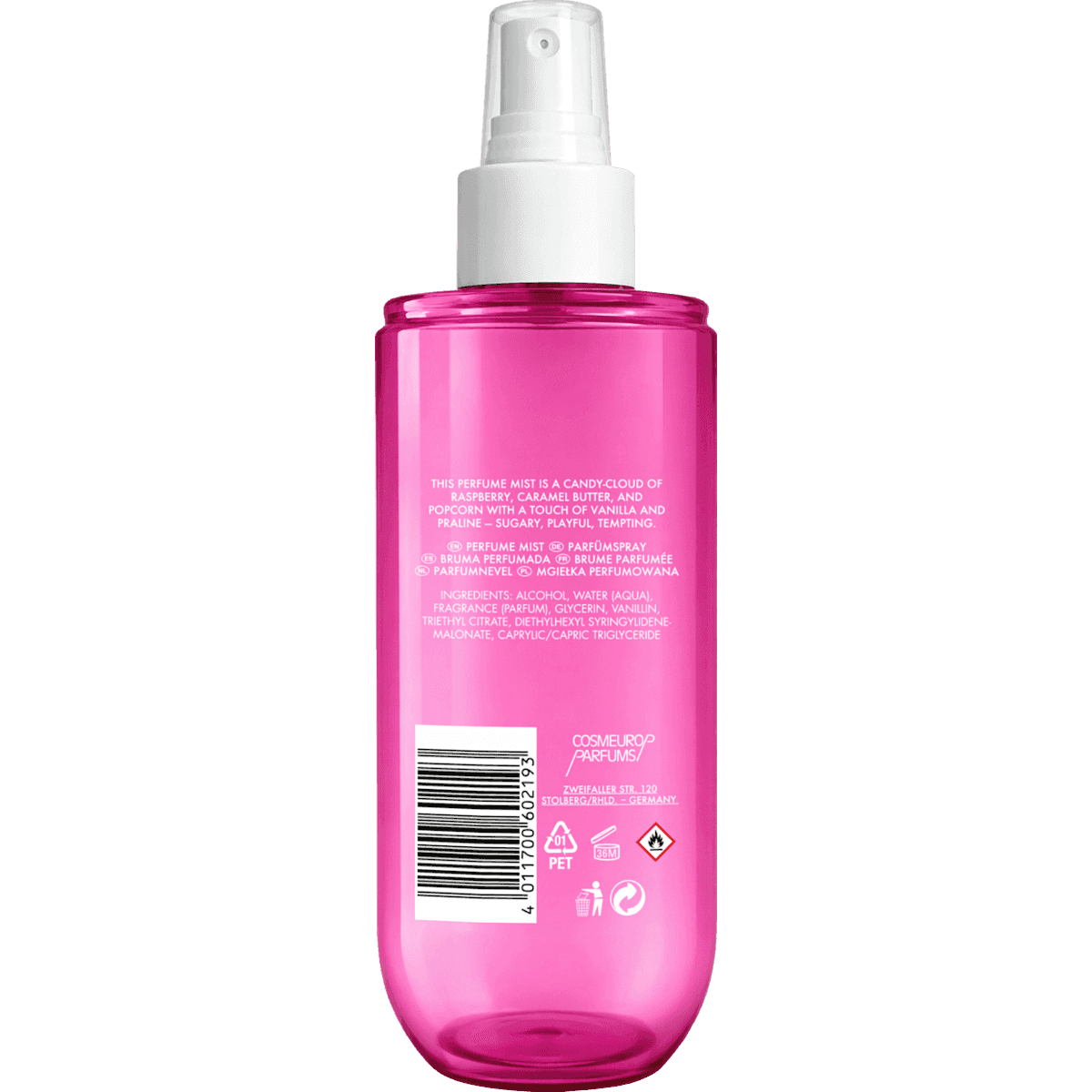 YUMIQUE Pink Popcorn Brume corporelle Body Mist, 240 ml (YUMIQUE Pink Popcorn Körperspray Body Mist, 240 ml) — produit allemand authentique au Maroc