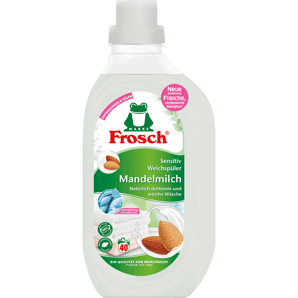 Frosch Assouplissant lait d'amande 40 lavages, 880 ml — produit allemand authentique au Maroc