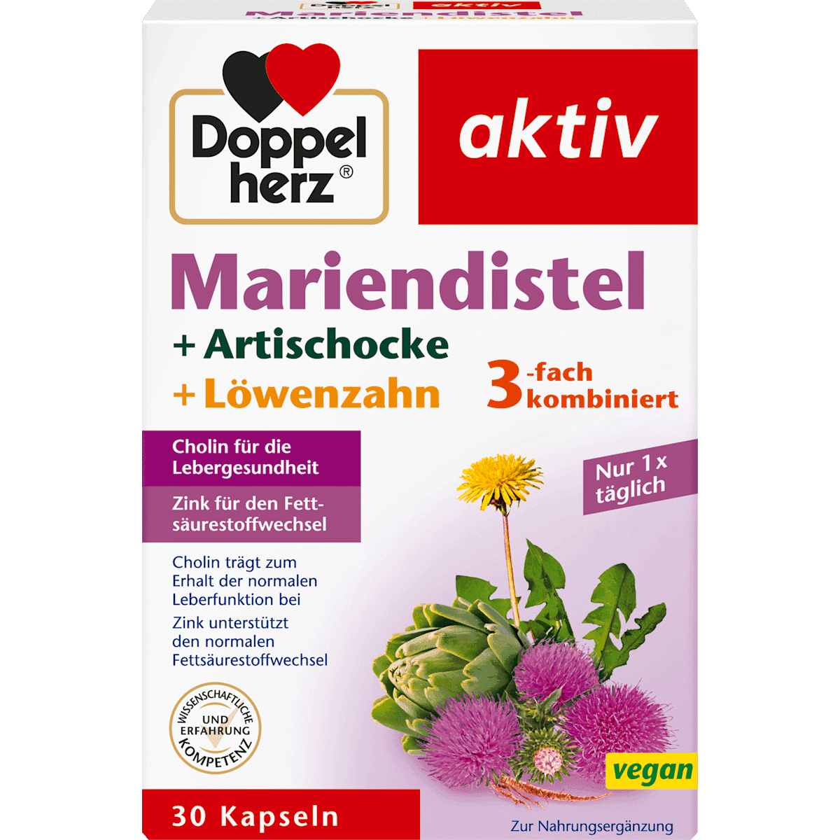 Doppelherz chardon-Marie + artichaut & pissenlit gélules 30 pièces, 27,3 g — produit allemand authentique au Maroc