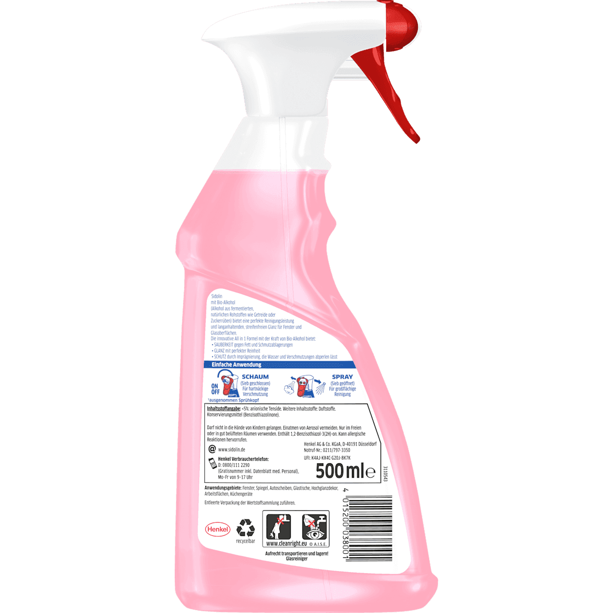 Sidolin Cleanser vitres cherry blossom, 500 ml (Sidolin Glasreiniger Kirschblüte, 500 ml) — authentic German product in Morocco