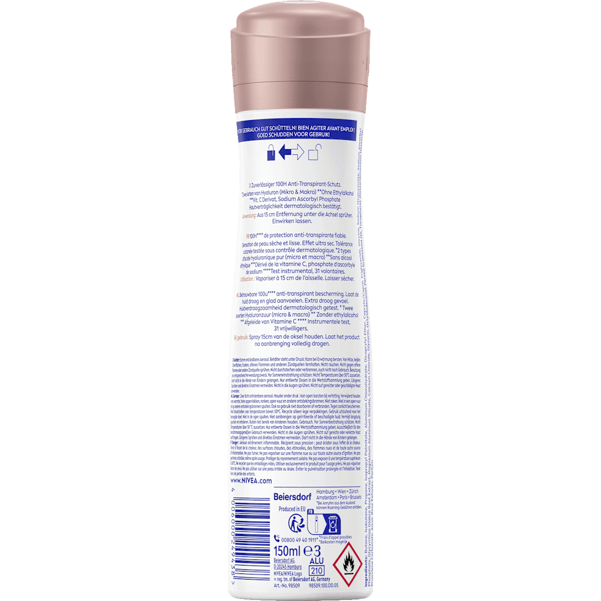 NIVEA anti-transpirant Déodorant spray Derma Control Clinical effet peau au sec, 150 ml (NIVEA Antitranspirant Deospray Derma Control Clinical Trockenes Hautgefühl, 150 ml) — produit allemand authentique au Maroc