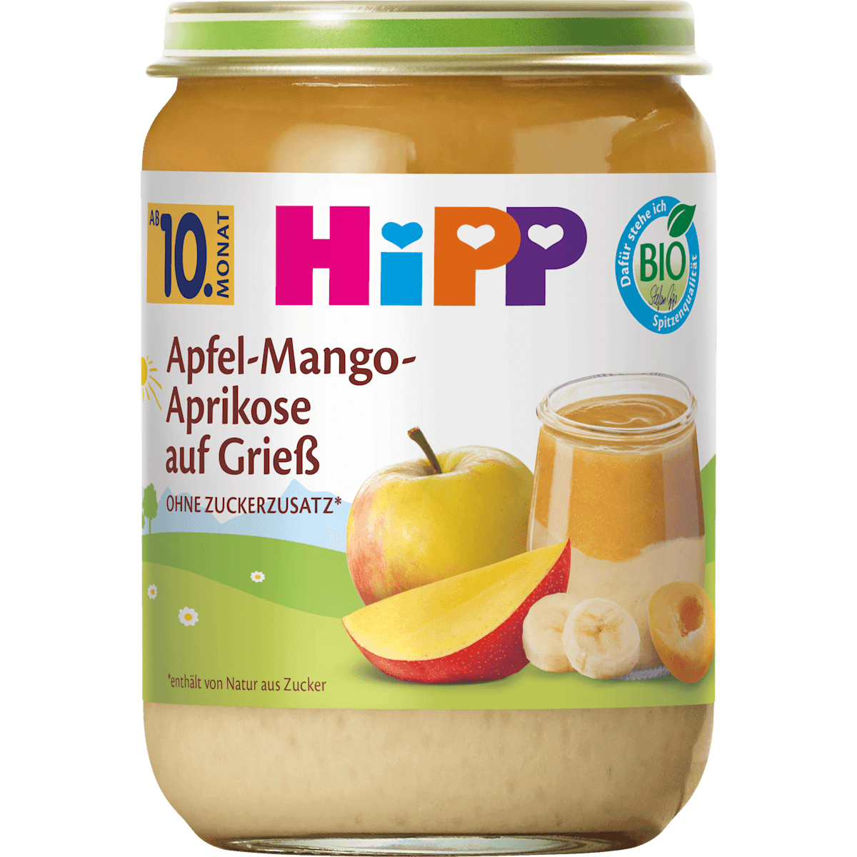 HiPP fruits pomme-Mango-abricot auf semoule dès 10 mois, 190 g — منتج ألماني أصلي في المغرب