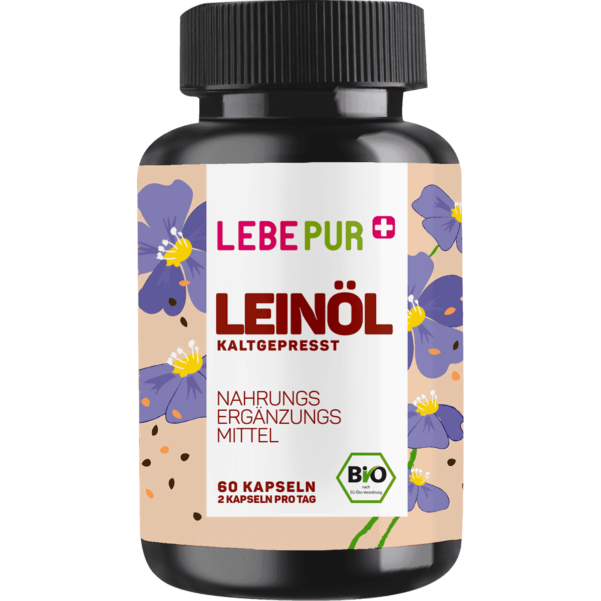 Lebepur huile de lin gélules 60 pièces, 36,1 g — produit allemand authentique au Maroc