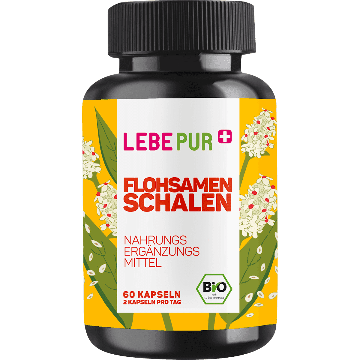 Lebepur bio téguments de psyllium gélules 60 pièces, 36 g — produit allemand authentique au Maroc