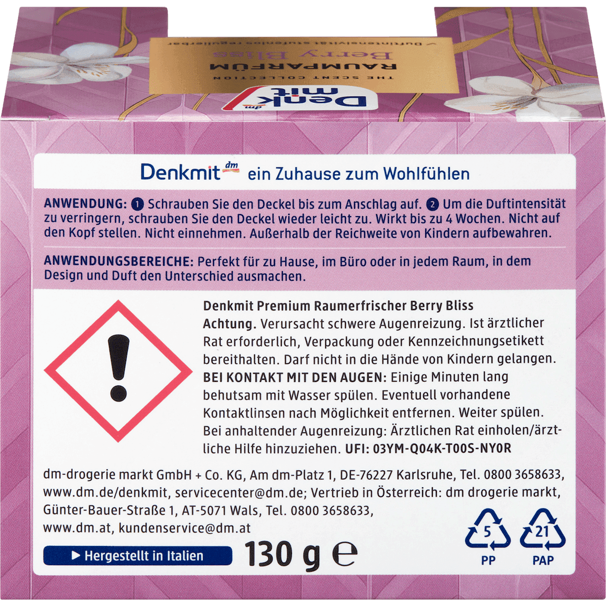 Denkmit Parfum d'intérieur Berry Bliss, 130 g (Denkmit Raumparfüm Berry Bliss, 130 g) — منتج ألماني أصلي في المغرب