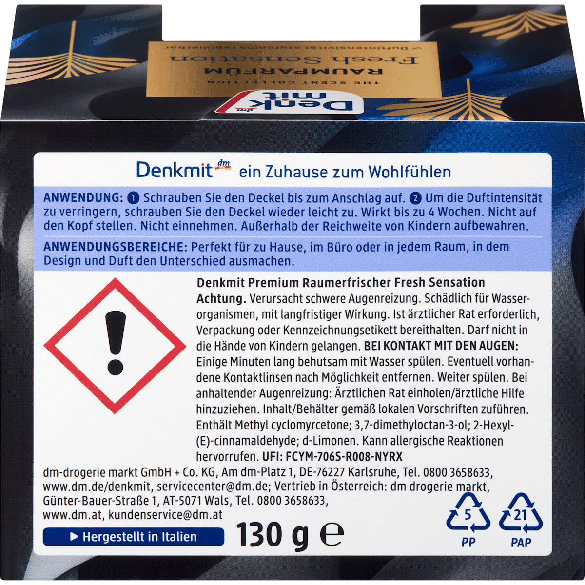 Denkmit Parfum d'intérieur Fresh Sensation, 130 g (Denkmit Raumparfüm Fresh Sensation, 130 g) — منتج ألماني أصلي في المغرب