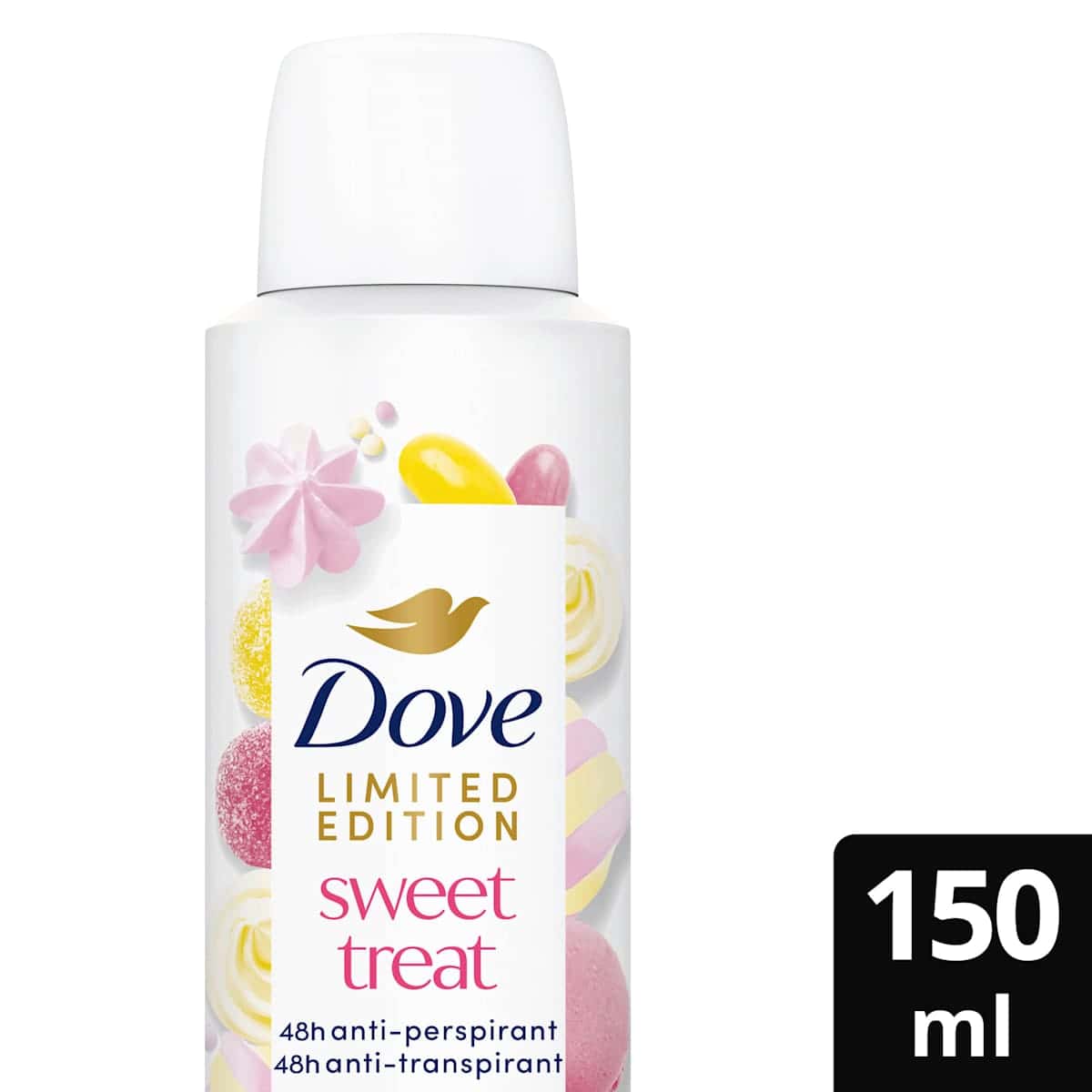 Dove anti-transpirant Déodorant spray Sweet Treat Candy & Gourmet Treats Scent, 150 ml — منتج ألماني أصلي في المغرب