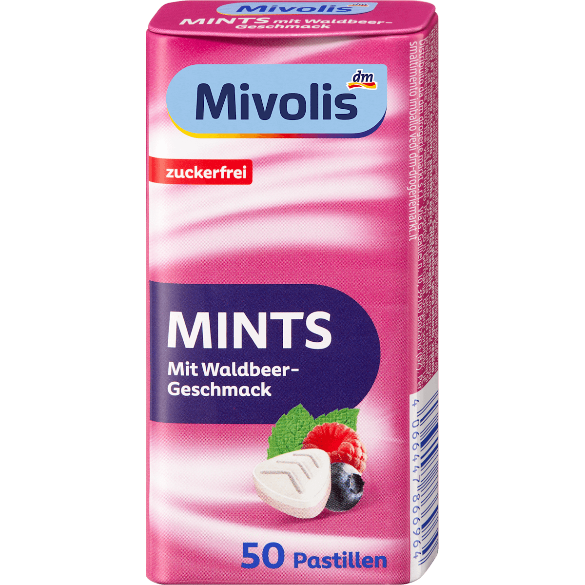 Mivolis pastilles, Mints fruits des bois, sans sucre, 35 g — produit allemand authentique au Maroc