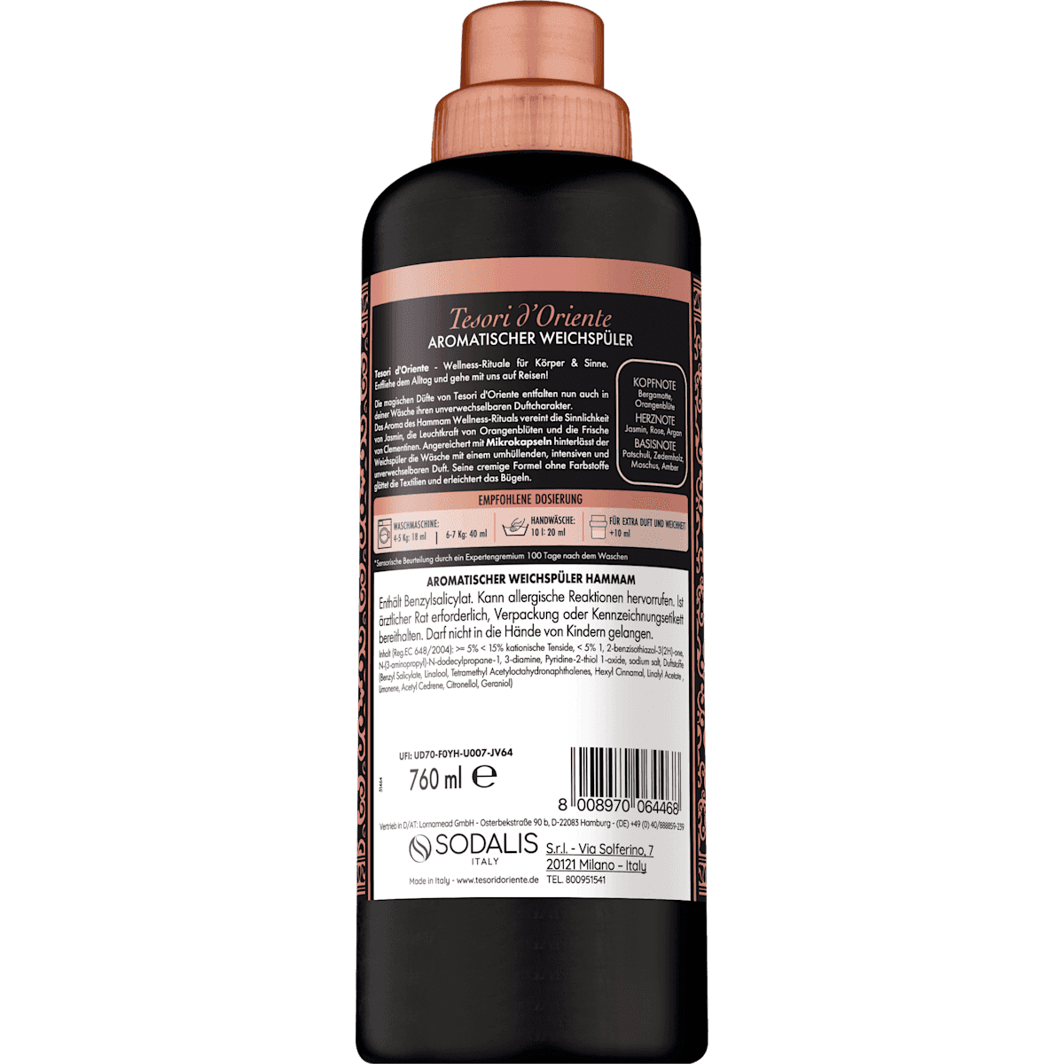 Tesori d'Oriente Assouplissant Hammam 42lavages, 760 ml (Tesori d'Oriente Weichspüler Hammam 42WL, 760 ml) — authentic German product in Morocco