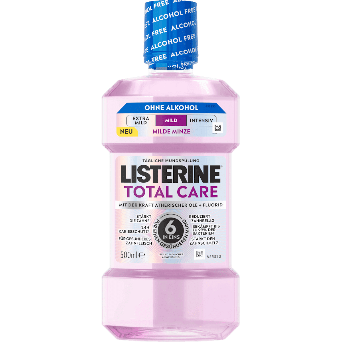 Listerine Bain de bouche Total Care Milde menthe sans alcool, 500 ml (Listerine Mundspülung Total Care Milde Minze alkoholfrei, 500 ml) — produit allemand authentique au Maroc