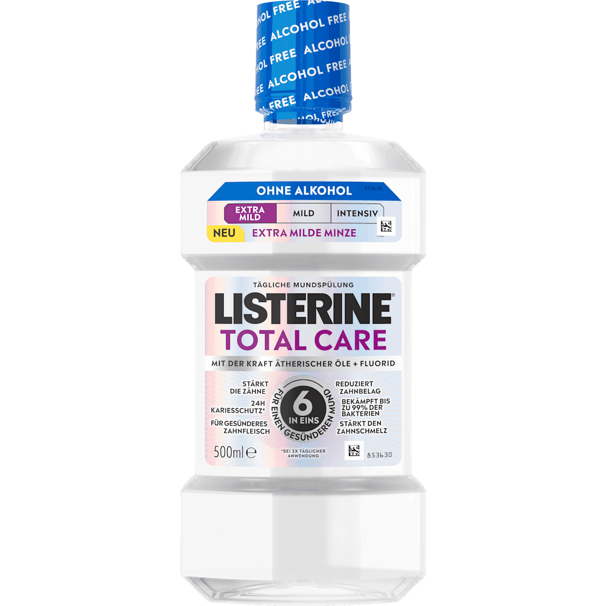 Listerine Bain de bouche Total Care Extra Milde menthe sans alcool, 500 ml (Listerine Mundspülung Total Care Extra Milde Minze alkoholfrei, 500 ml) — produit allemand authentique au Maroc
