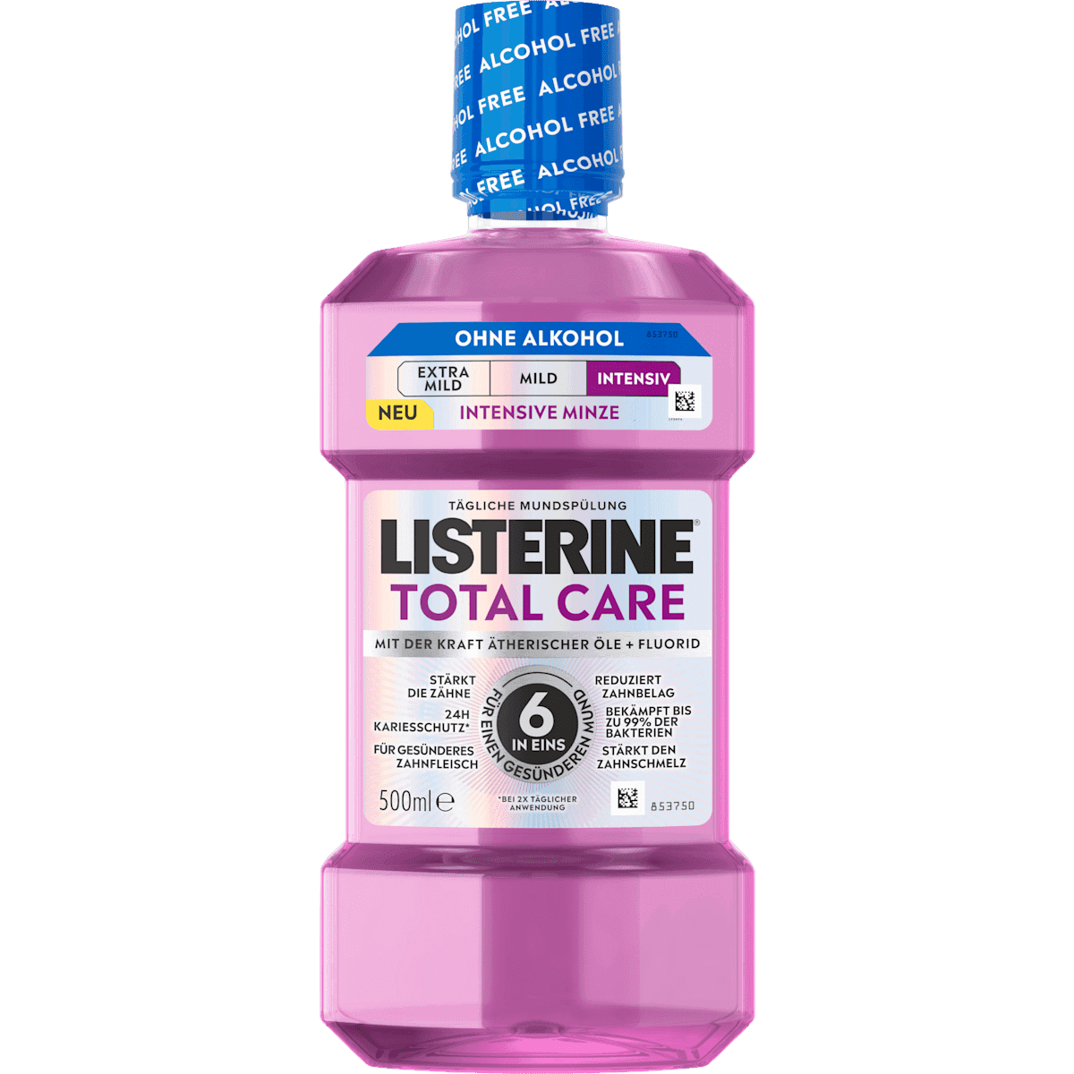 Listerine Bain de bouche Total Care Intensive menthe sans alcool, 500 ml (Listerine Mundspülung Total Care Intensive Minze alkoholfrei, 500 ml) — produit allemand authentique au Maroc