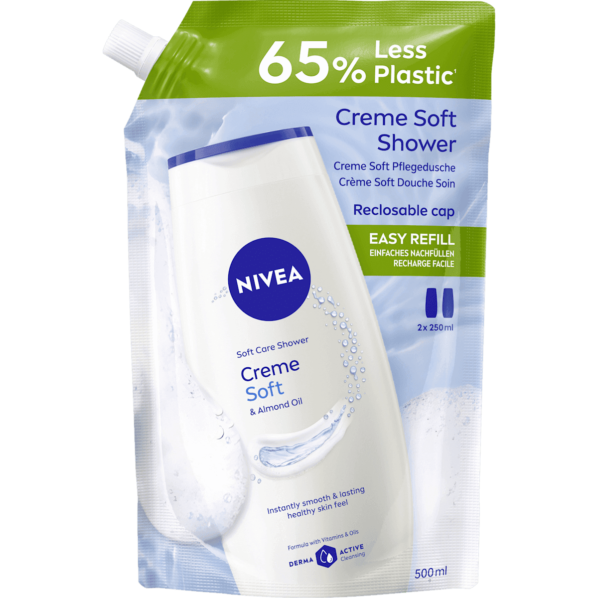 NIVEA Gel douche soin crème Soft & Almond Oil recharge, 500 ml — منتج ألماني أصلي في المغرب