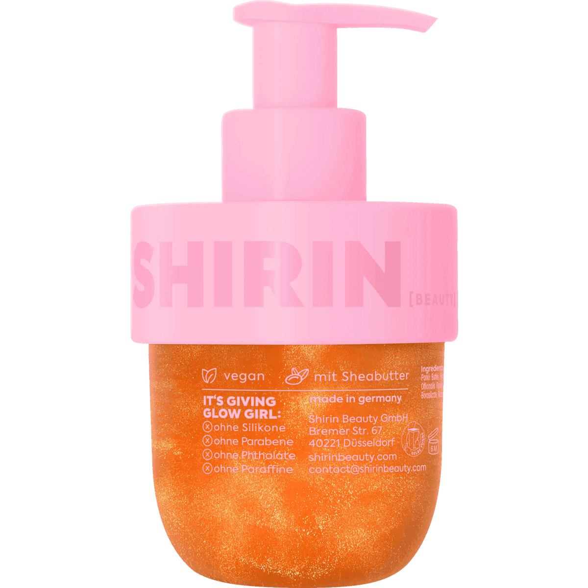 SHIRIN BEAUTY Huile corporelle Shimmering Body Oil Strawberry, 150 ml (SHIRIN BEAUTY Körperöl Shimmering Body Oil Strawberry, 150 ml) — produit allemand authentique au Maroc