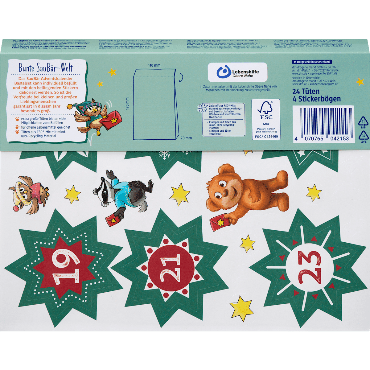 SauBär Calendrier de l'avent Kit de bricolage 28 pièces, 1 pièce (SauBär Adventskalender Bastelset 28tlg, 1 St) — produit allemand authentique au Maroc