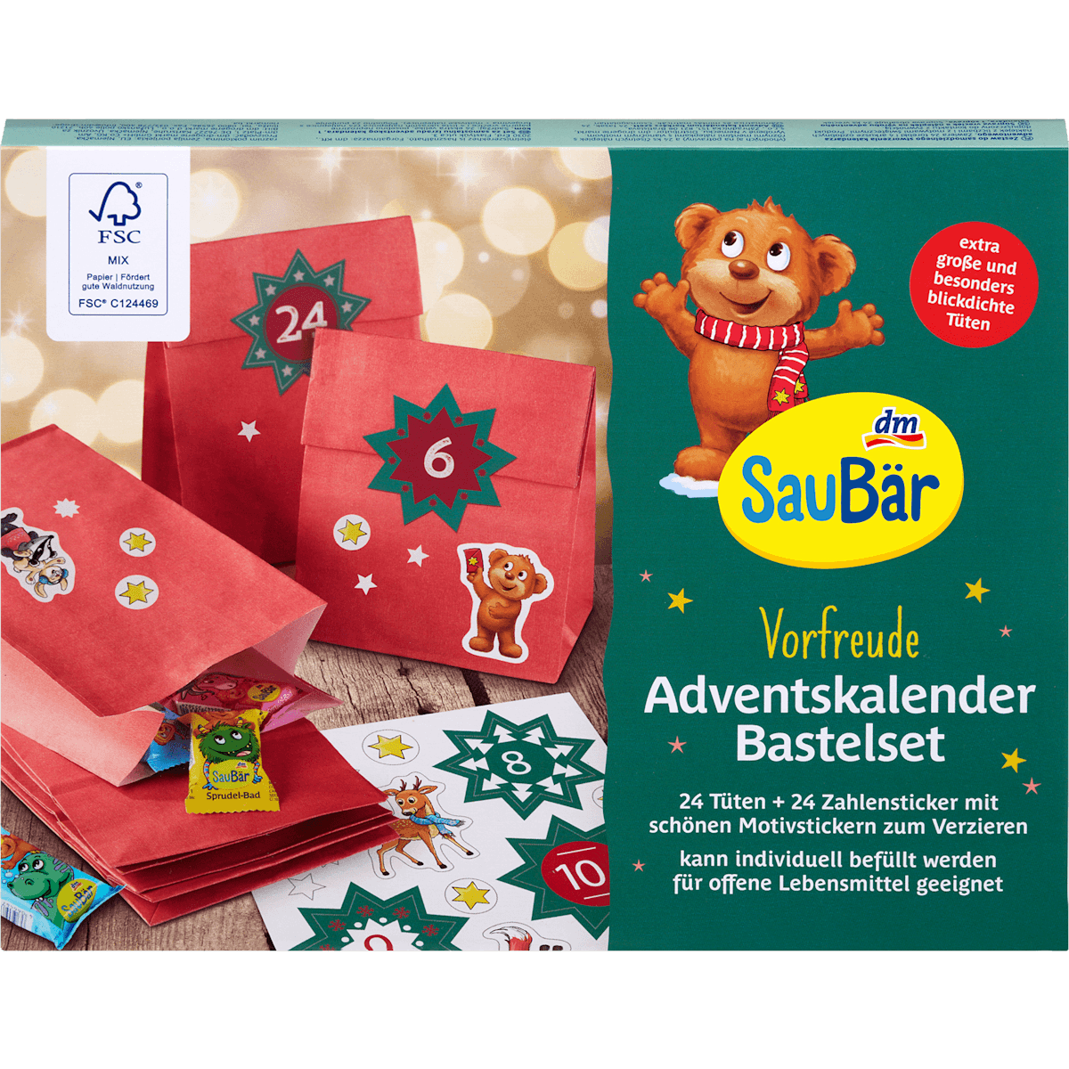 SauBär Calendrier de l'avent Kit de bricolage 28 pièces, 1 pièce (SauBär Adventskalender Bastelset 28tlg, 1 St) — produit allemand authentique au Maroc