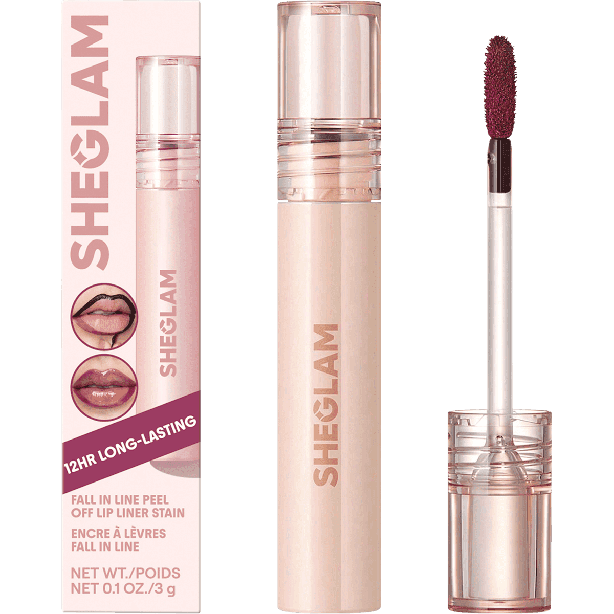 SHEGLAM Lipliner Fall In Line Peel Off Stain 110 Pinky Promise, 3 g — produit allemand authentique au Maroc