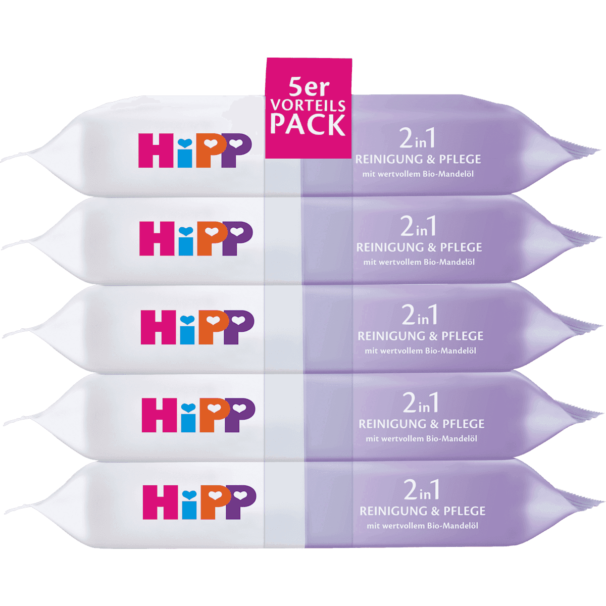 HiPP Lingettes huile d'amande 2in1 (5x48 pièces), 240 pièces (HiPP Feuchttücher Mandelöl 2in1 (5x48 St), 240 St) — منتج ألماني أصلي في المغرب