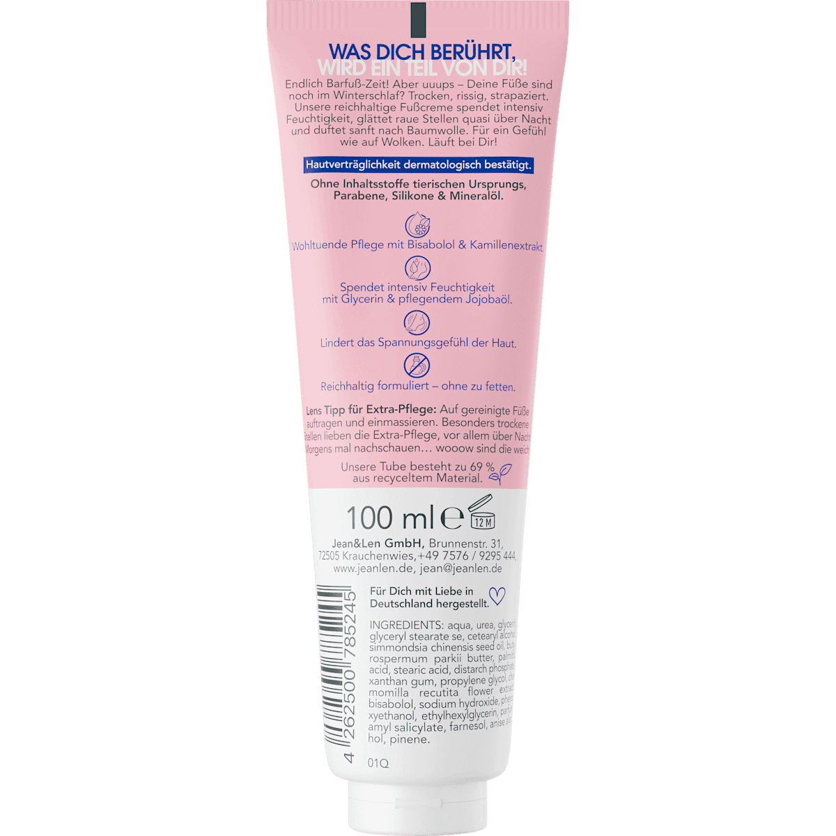 Jean&Len crème pieds Ultra-Rich SOS soin intensif, 100 ml (Jean&Len Fußcreme Ultra-Rich SOS Akutpflege, 100 ml) — produit allemand authentique au Maroc