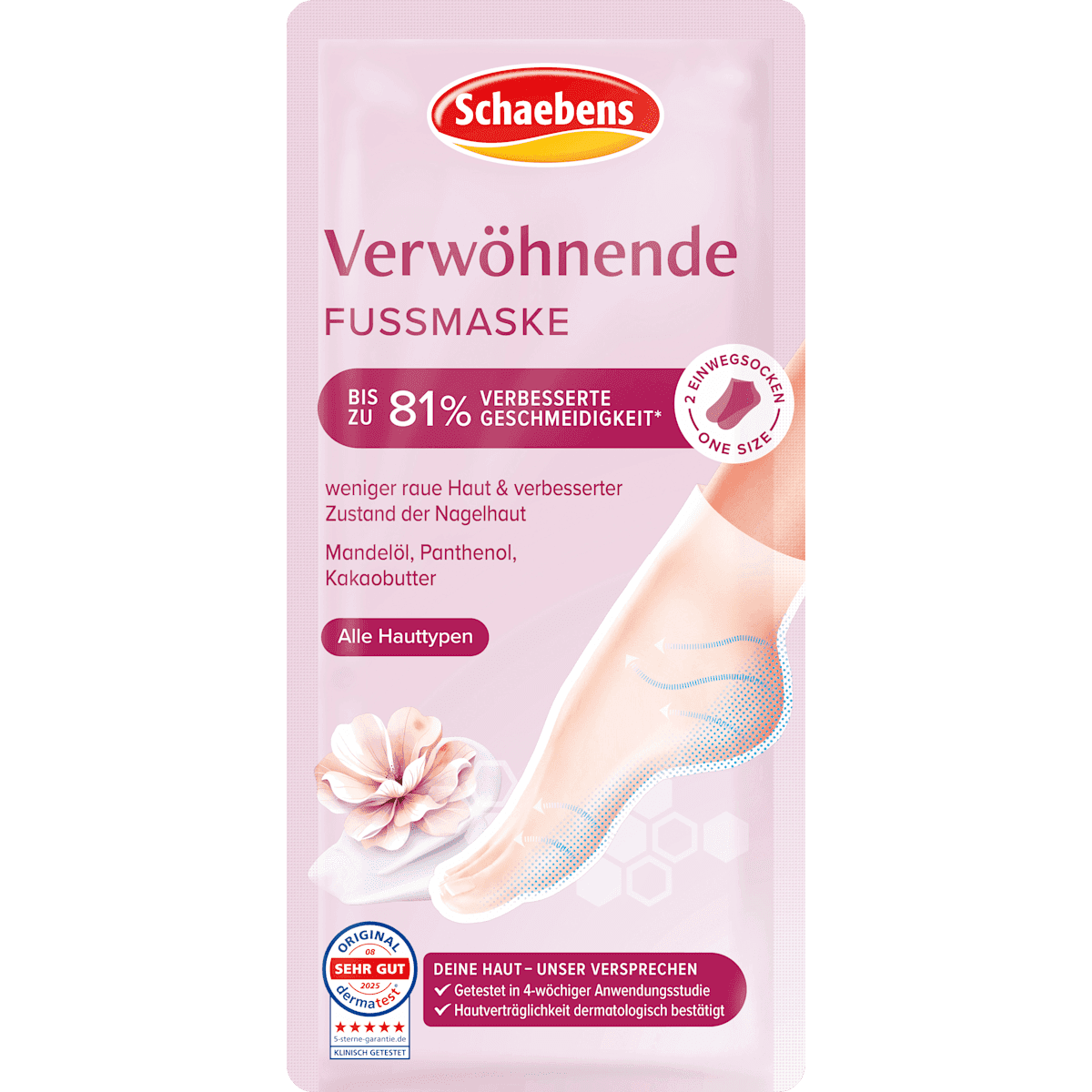 Schaebens Masque pieds chaussettes cocooning (1 paire), 2 pièces — produit allemand authentique au Maroc