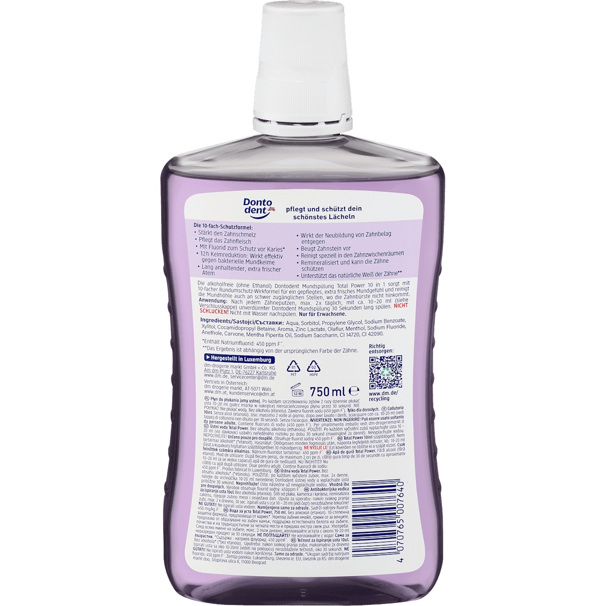 Dontodent Bain de bouche Total Power 10in1 protection complète, 750 ml (Dontodent Mundspülung Total Power 10in1 Rundumschutz, 750 ml) — منتج ألماني أصلي في المغرب