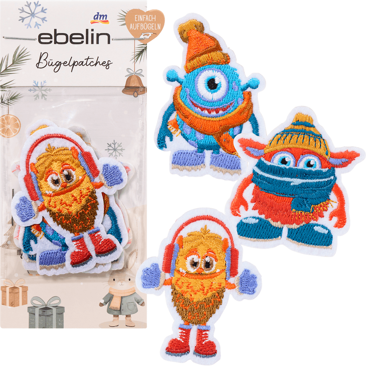 ebelin patchs thermocollants Monster, 3 pièces — produit allemand authentique au Maroc
