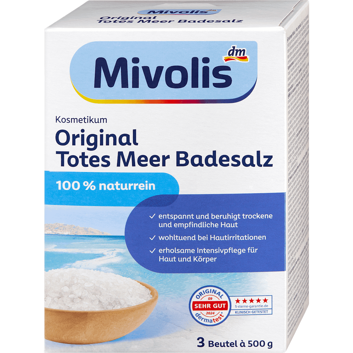 Mivolis Sel de bain de la mer Morte, 1.500 g — produit allemand authentique au Maroc