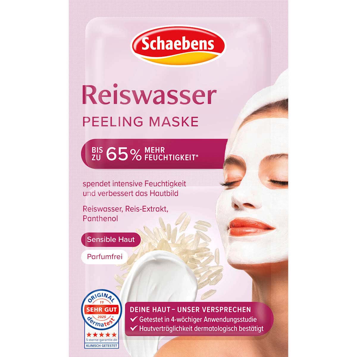 Schaebens Masque visage Gommage eau de riz (2x5 ml), 10 ml (Schaebens Gesichtsmaske Peeling Reiswasser (2x5 ml), 10 ml) — produit allemand authentique au Maroc