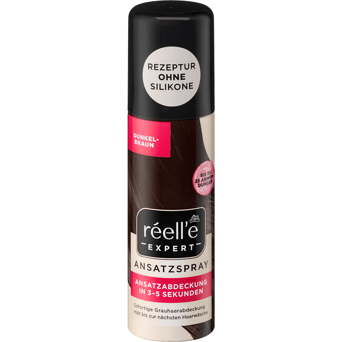 réell‘e EXPERT Spray retouche racines châtain foncé, 75 ml (réell‘e EXPERT Ansatzspray Dunkelbraun, 75 ml) — produit allemand authentique au Maroc