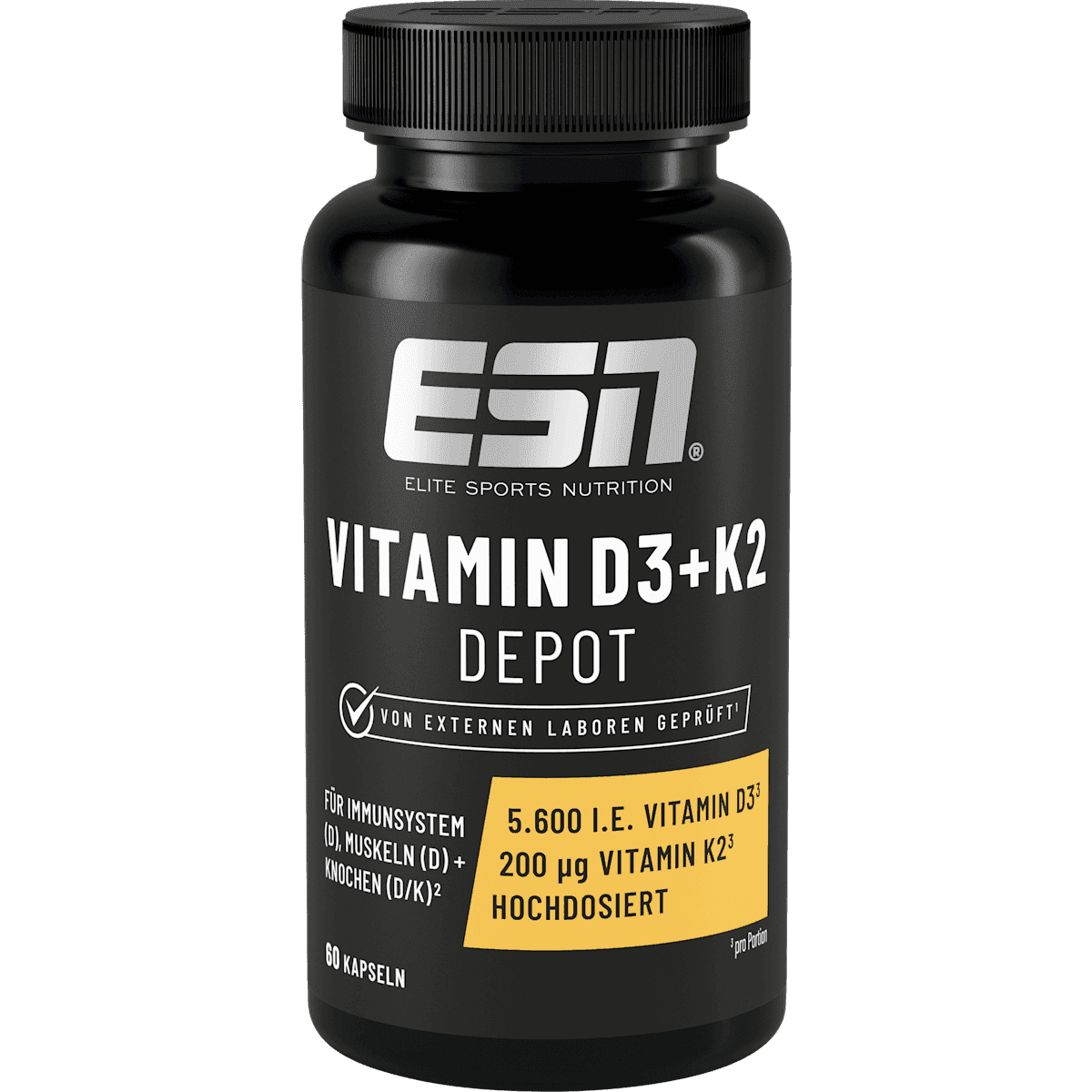 ESN Vitamine D3 + K2 libération prolongée gélules 60 pièces, 49 g — produit allemand authentique au Maroc