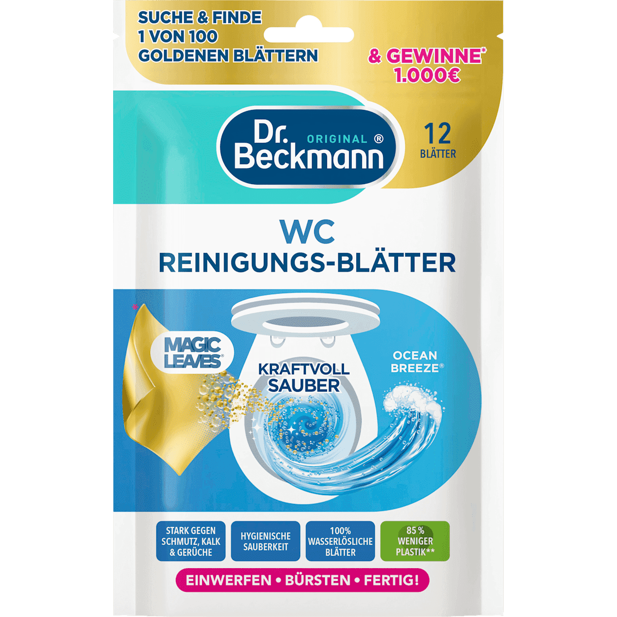Dr. Beckmann Sheets cleansing WC Ocean, 12 pcs (Dr. Beckmann WC-Reinigungsblätter Ocean, 12 St) — authentic German product in Morocco