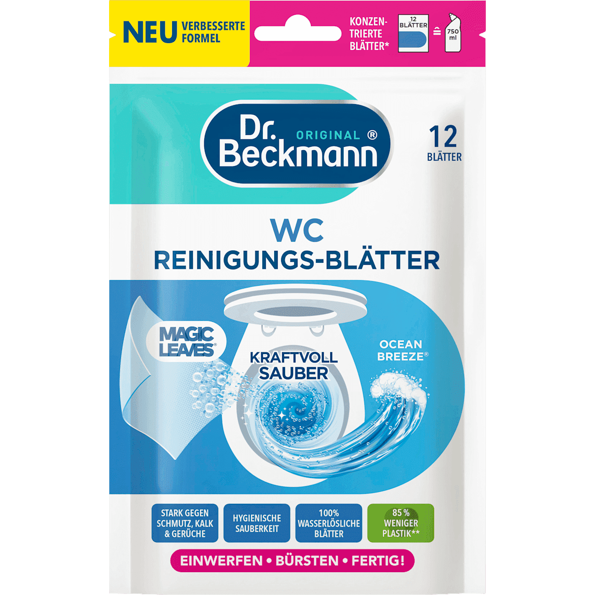 Dr. Beckmann Sheets cleansing WC Ocean, 12 pcs — authentic German product in Morocco