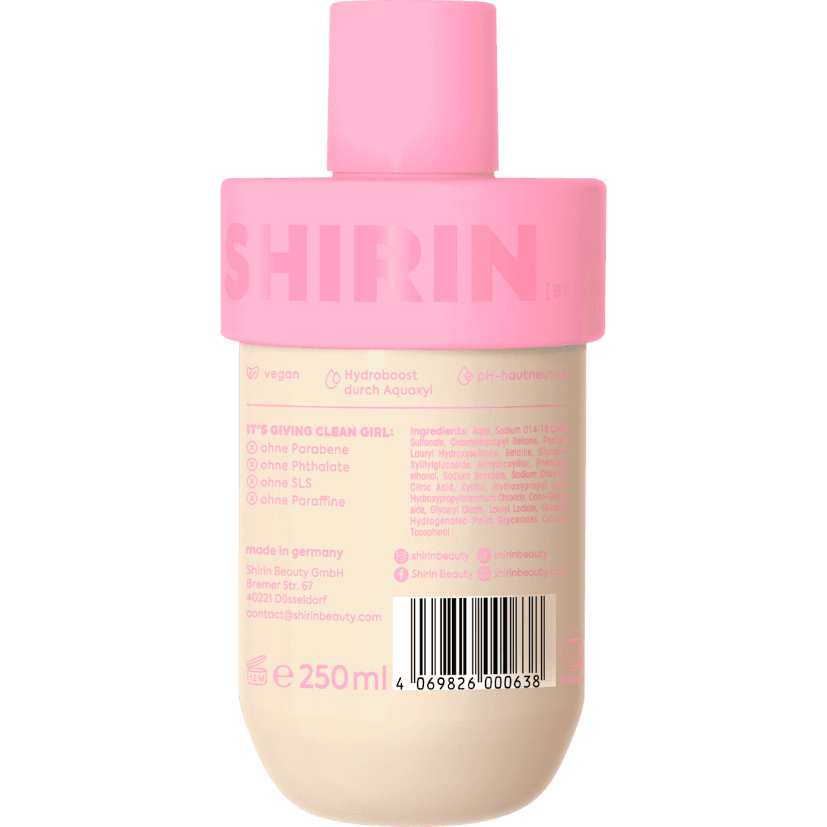 SHIRIN BEAUTY shower gel Glazed Strawberry Butter Cream, 250 ml (SHIRIN BEAUTY Duschgel Glazed Strawberry Butter Cream, 250 ml) — authentic German product in Morocco
