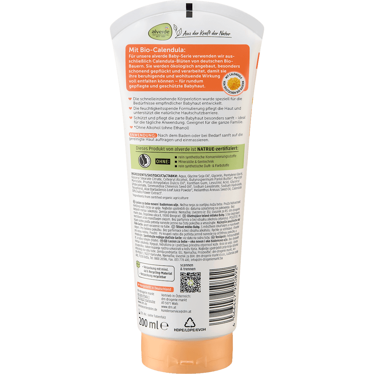 alverde BABY Bébé Lait corporel, 200 ml (alverde BABY Baby Körperlotion, 200 ml) — produit allemand authentique au Maroc