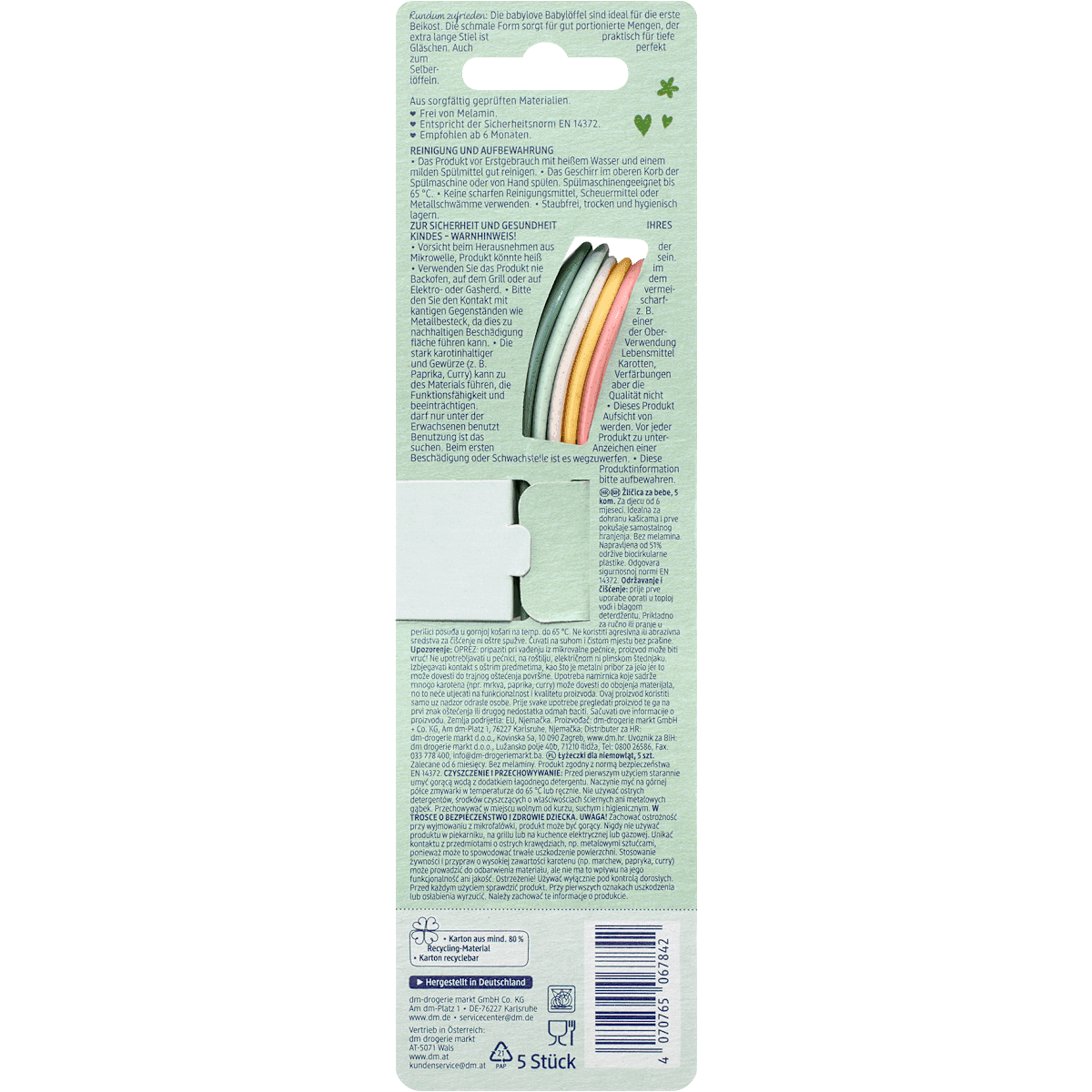 Babylove cuillères bébé pastel, 5 pièces (Babylove Babylöffel pastell, 5 St) — produit allemand authentique au Maroc