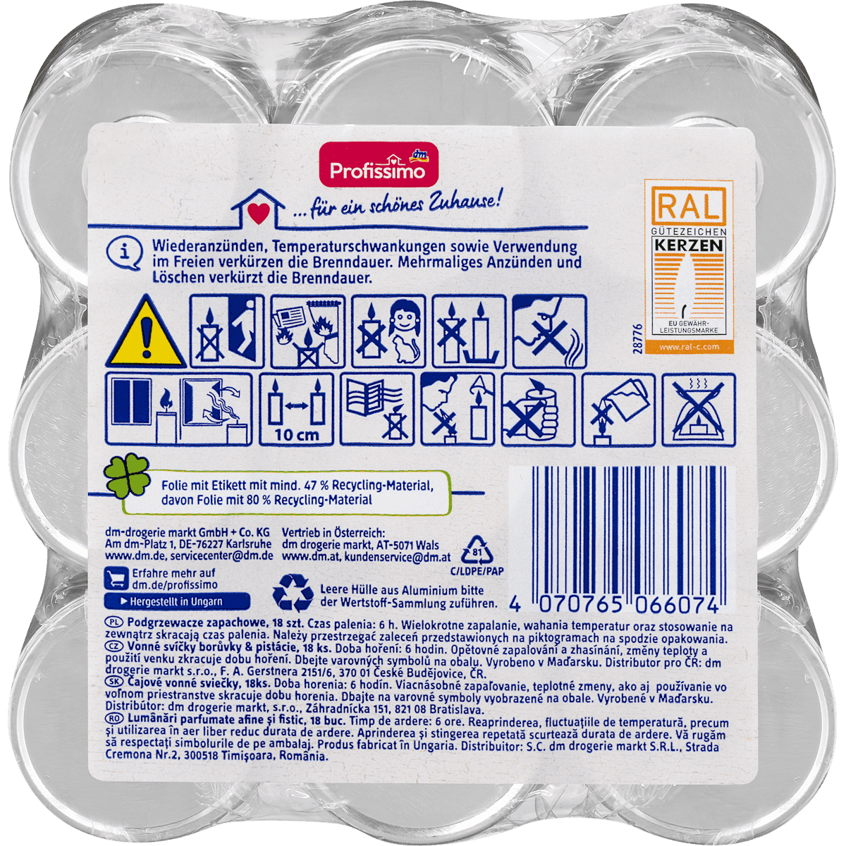 Profissimo Bougies chauffe-plat parfumées Blueberry Pistachio 6h, 1 pc (Profissimo Duftlichter Blueberry Pistachio 6h, 1 St) — authentic German product in Morocco
