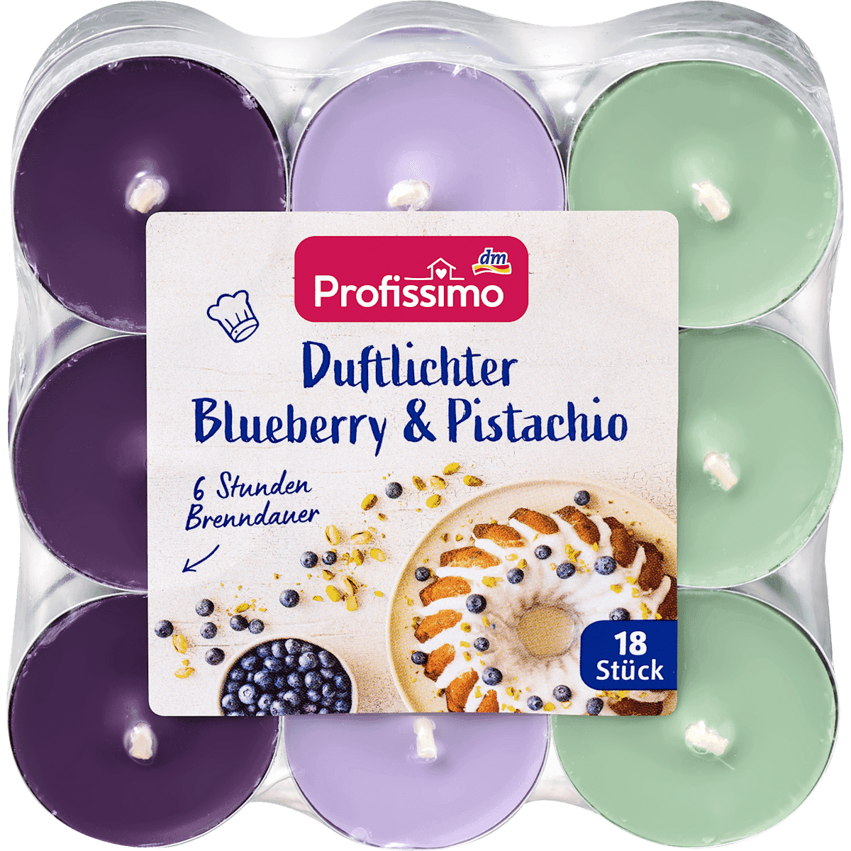 Profissimo Bougies chauffe-plat parfumées Blueberry Pistachio 6h, 1 pc (Profissimo Duftlichter Blueberry Pistachio 6h, 1 St) — authentic German product in Morocco