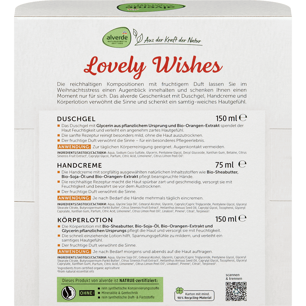 alverde NATURKOSMETIK Coffret cadeau, Lovely Wishes 3 pièces, 1 pièce (alverde NATURKOSMETIK Geschenkset, Lovely Wishes 3tlg, 1 St) — produit allemand authentique au Maroc