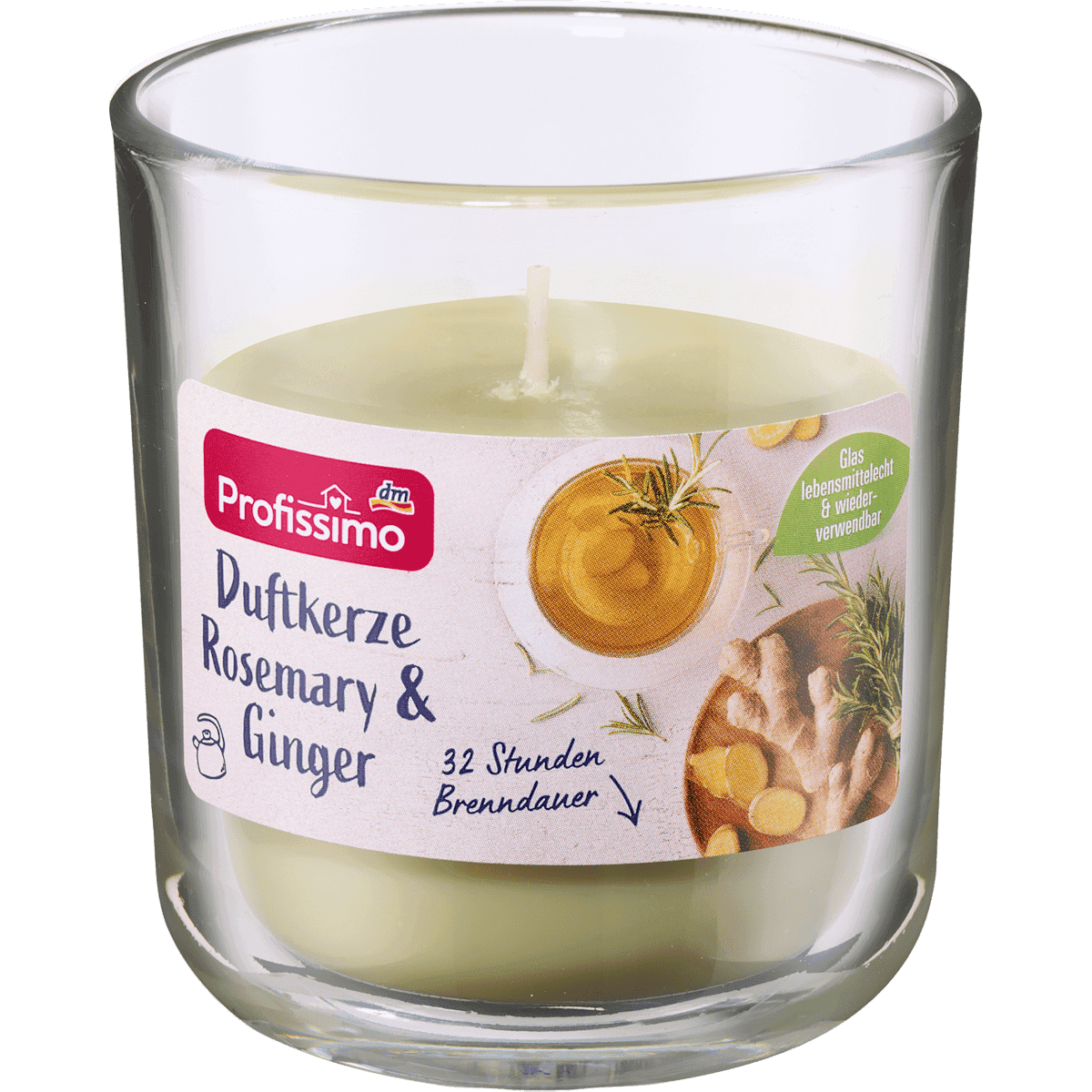 Profissimo Bougie parfumée en verre Rosemary & Ginger, 1 pièce (Profissimo Duftkerze im Glas Rosemary & Ginger, 1 St) — produit allemand authentique au Maroc