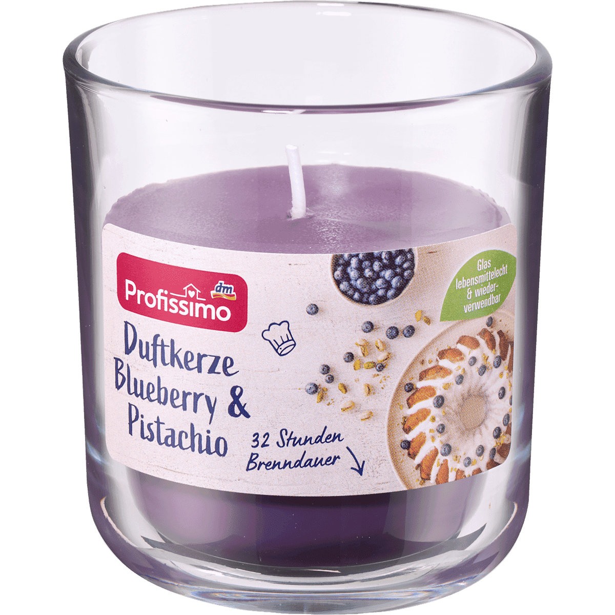 Profissimo Bougie scented in glass Blueberry Pistachio, 1 pc (Profissimo Duftkerze im Glas Blueberry Pistachio, 1 St) — authentic German product in Morocco