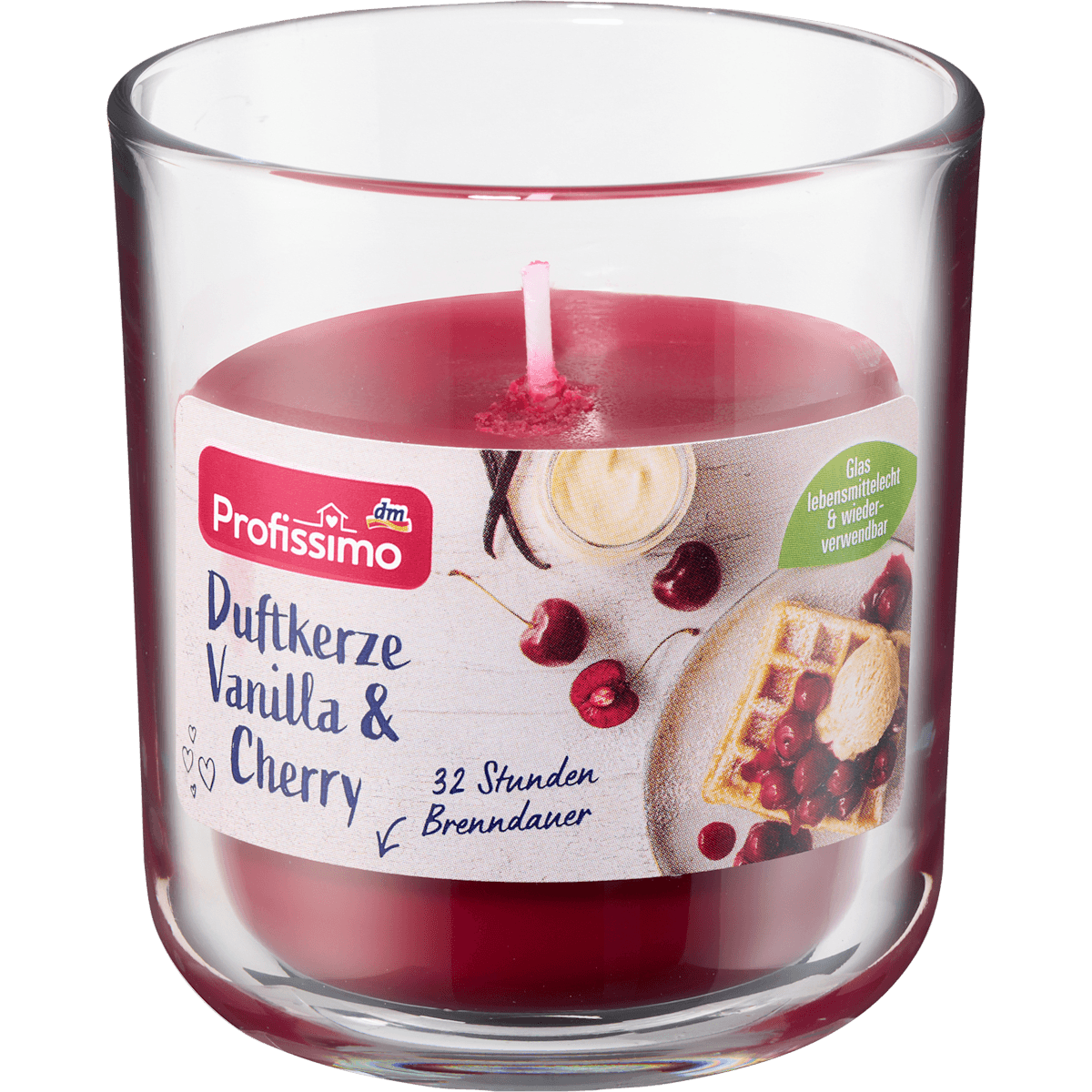 Profissimo Bougie parfumée en verre Cherry Vanilla, 1 pièce (Profissimo Duftkerze im Glas Cherry Vanilla, 1 St) — produit allemand authentique au Maroc