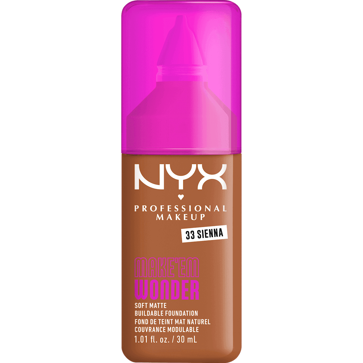 NYX PROFESSIONAL MAKEUP Foundation Make 'EM Wonder 33 Sienna, 30 ml — produit allemand authentique au Maroc