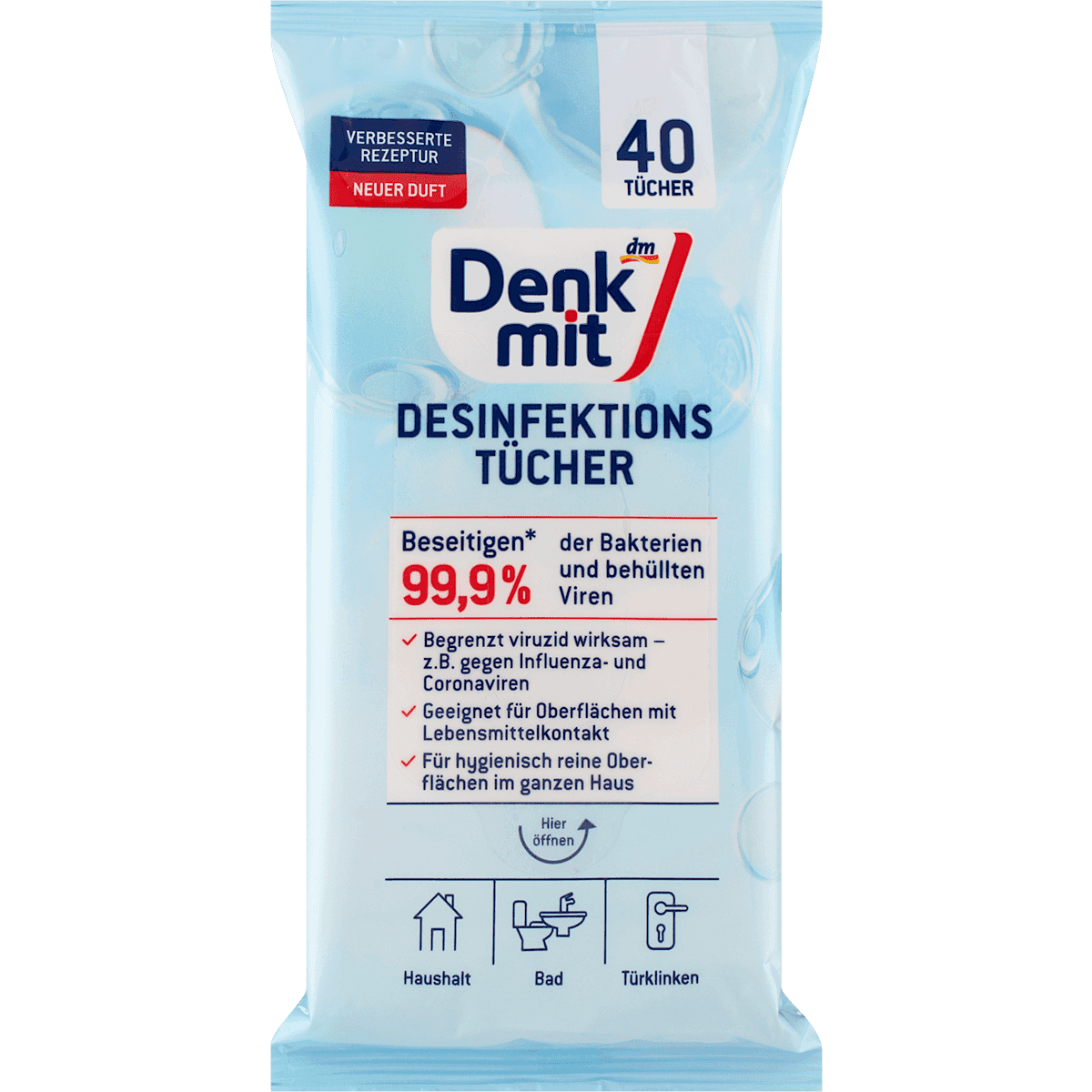 Denkmit Lingettes désinfectantes pour surfaces, 40 pièces — produit allemand authentique au Maroc