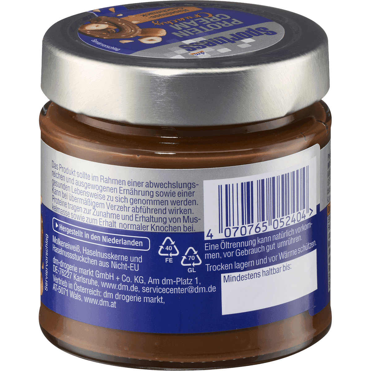 Sportness Protein Cream Crunchy Hazelnut, 200 g — authentic German product in Morocco