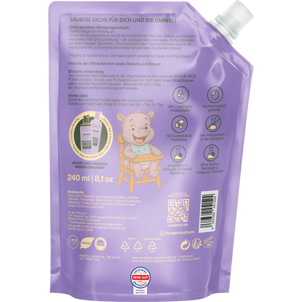 nevernot Feuchttuchschaum, recharge, 240 ml (nevernot Feuchttuchschaum, Nachfüllpack, 240 ml) — منتج ألماني أصلي في المغرب