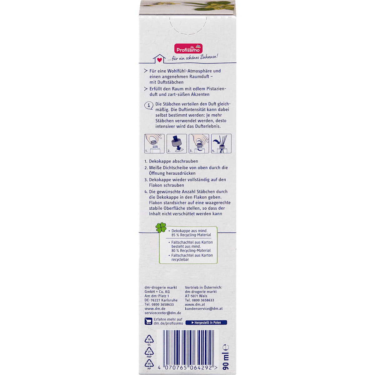 Profissimo Bâtonnets parfumés d'intérieur Pistazie, 90 ml (Profissimo Duftstäbchen Raumduft Pistazie, 90 ml) — منتج ألماني أصلي في المغرب