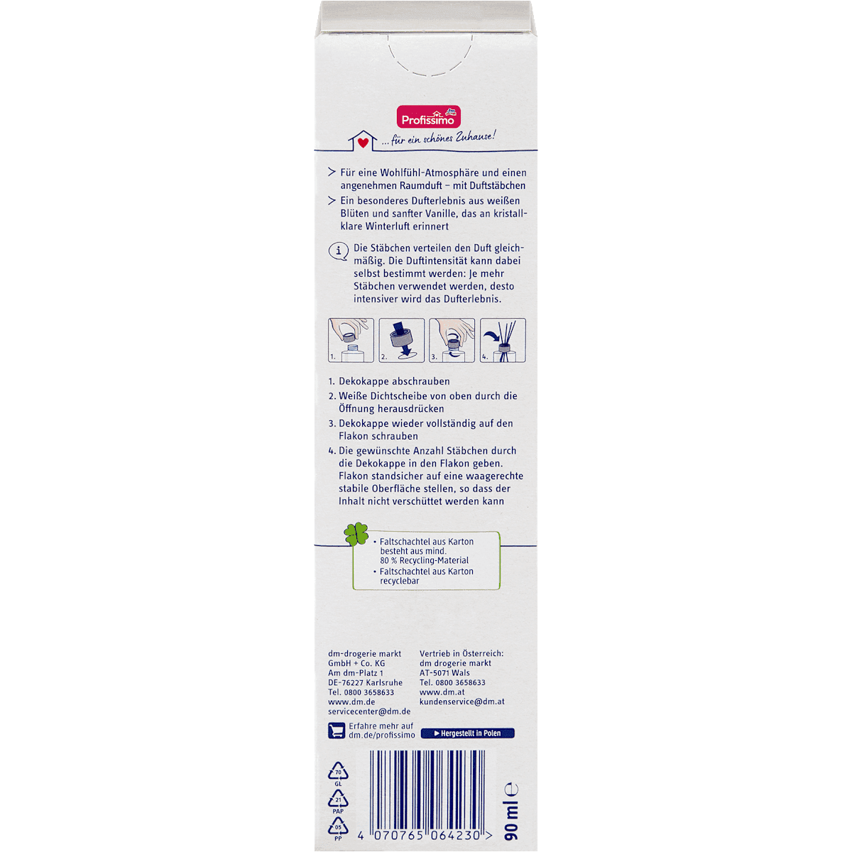 Profissimo Bâtonnets parfumés d'intérieur Icy Flowers, 90 ml (Profissimo Duftstäbchen Raumduft Icy Flowers, 90 ml) — produit allemand authentique au Maroc