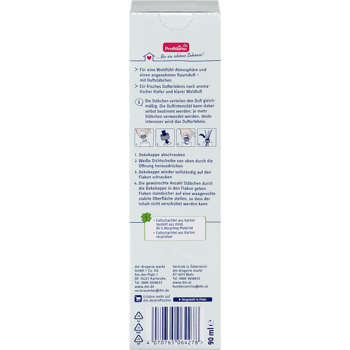 Profissimo Bâtonnets parfumés d'intérieur Fresh Pine, 90 ml (Profissimo Duftstäbchen Raumduft Fresh Pine, 90 ml) — produit allemand authentique au Maroc
