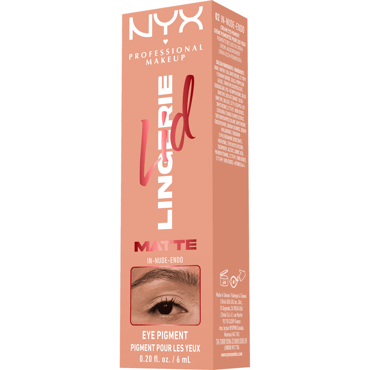 NYX PROFESSIONAL MAKEUP Fard à paupières Lid Lingerie 02 In-Nude-Endo Matte, 6 ml — produit allemand authentique au Maroc