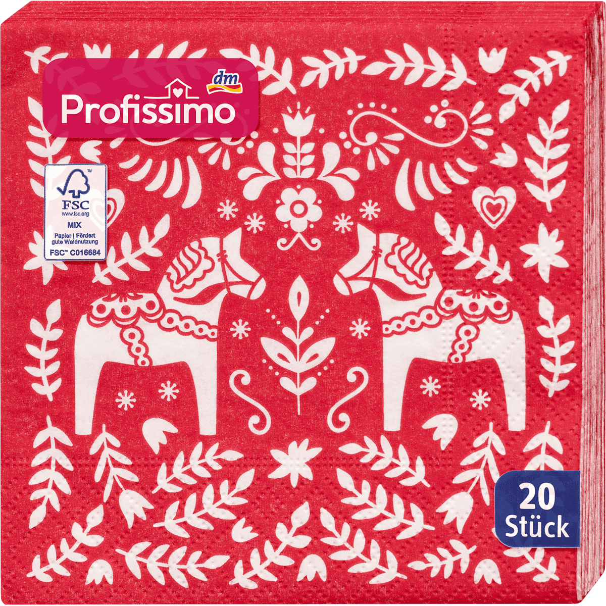 Profissimo Serviettes en papier "Chevaux" (25x25 cm), 20 pièces (Profissimo Servietten "Pferde" (25x25 cm), 20 St) — produit allemand authentique au Maroc